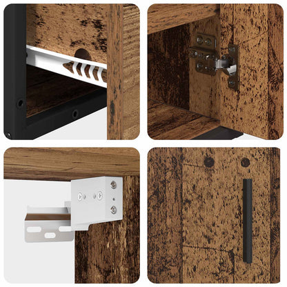 vidaXL Bathroom Furniture Set with Door 2 pcs Old Wood Engineered Wood
