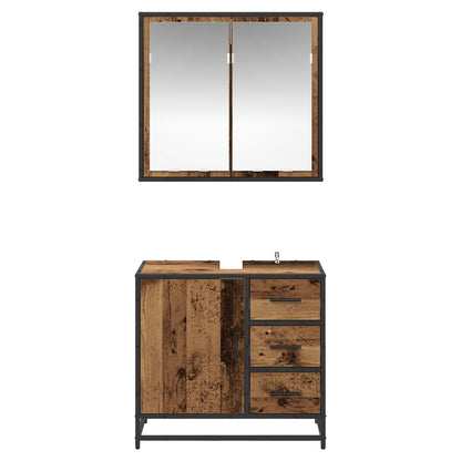 vidaXL Bathroom Furniture Set with Door 2 pcs Old Wood Engineered Wood