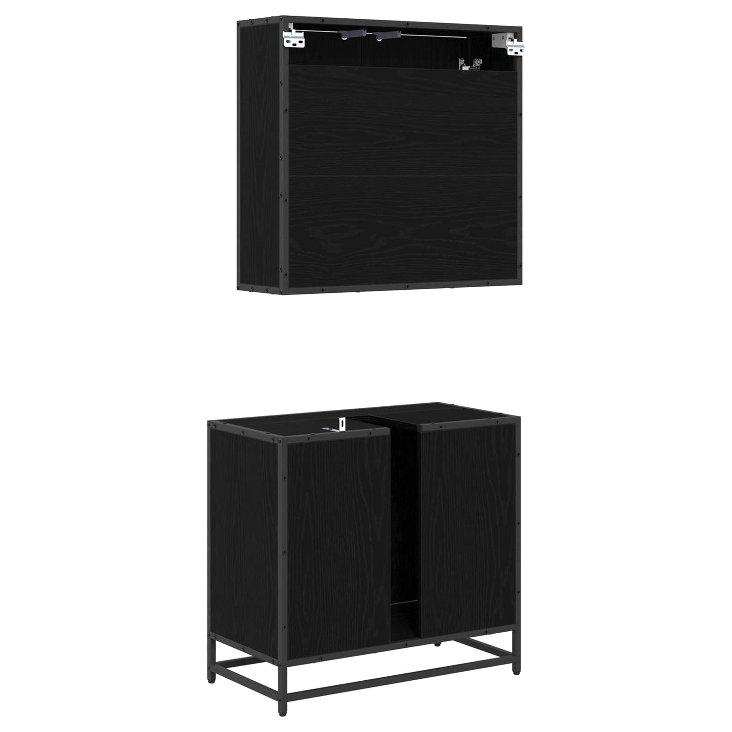 vidaXL Bathroom Furniture Set 2 pcs Black oak Engineered wood