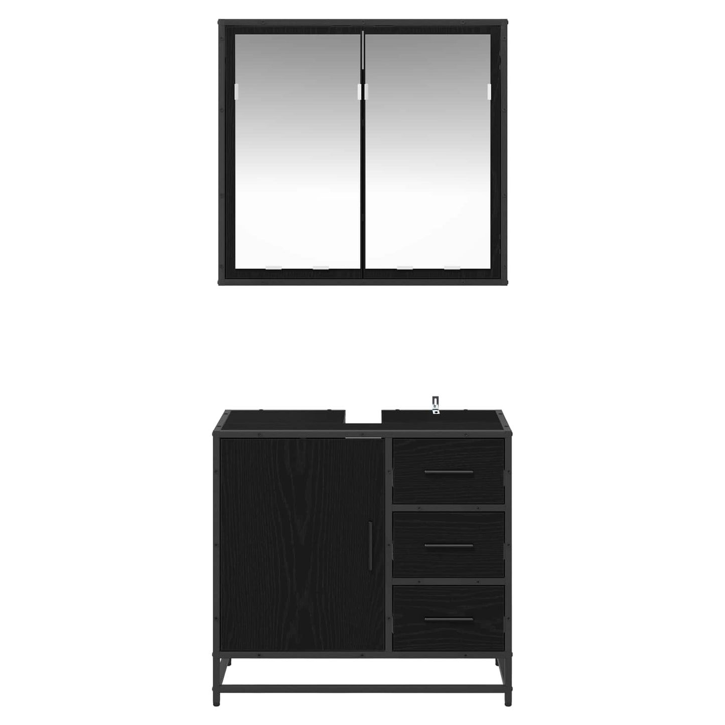 vidaXL Bathroom Furniture Set 2 pcs Black oak Engineered wood