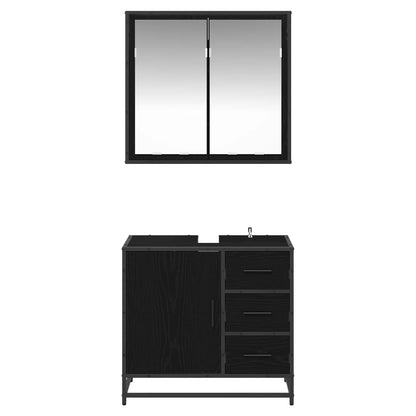 vidaXL Bathroom Furniture Set 2 pcs Black oak Engineered wood