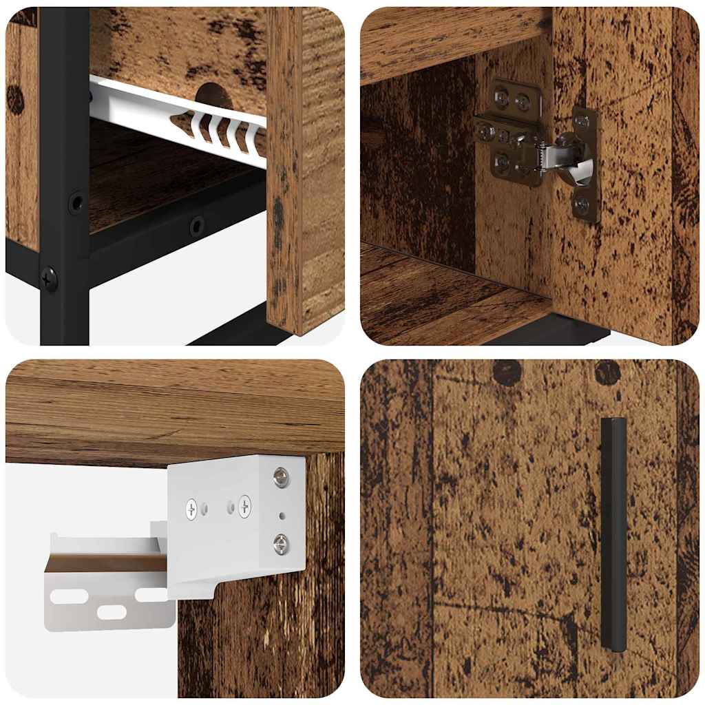 vidaXL Bathroom Furniture Set with Door 3 pcs Old Wood Engineered Wood