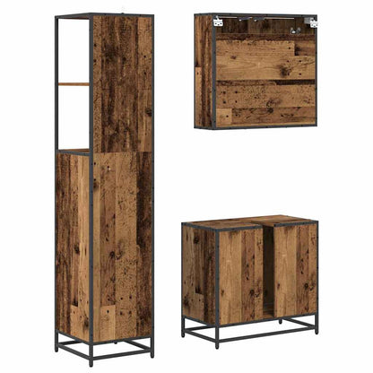 vidaXL Bathroom Furniture Set with Door 3 pcs Old Wood Engineered Wood