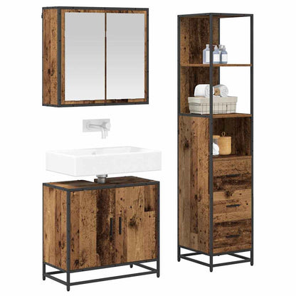 vidaXL Bathroom Furniture Set with Door 3 pcs Old Wood Engineered Wood