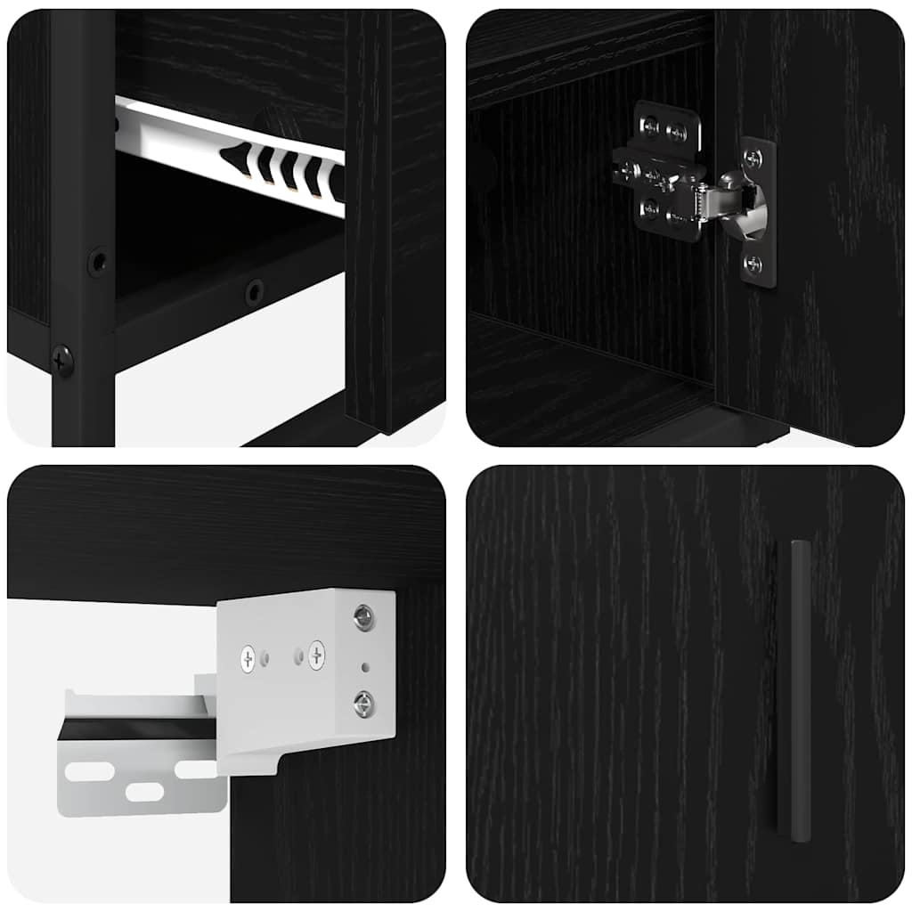 vidaXL Bathroom Furniture Set 3 pcs Black Oak Engineered Wood