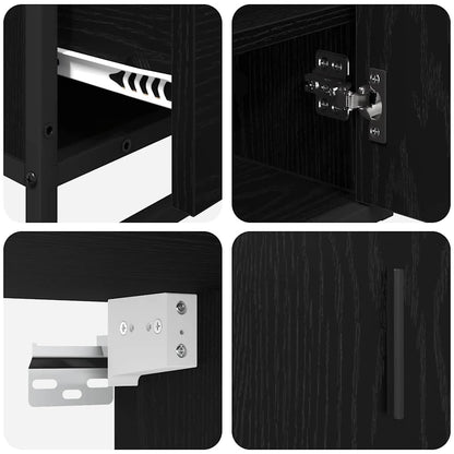 vidaXL Bathroom Furniture Set 3 pcs Black Oak Engineered Wood