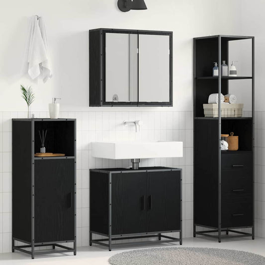 vidaXL Bathroom Furniture Set 3 pcs Black oak 65 x 33 x 60 cm