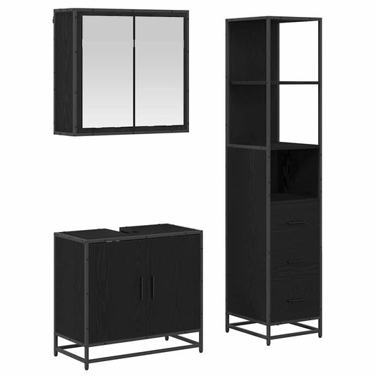 vidaXL Bathroom Furniture Set 3 pcs Black oak 65 x 33 x 60 cm