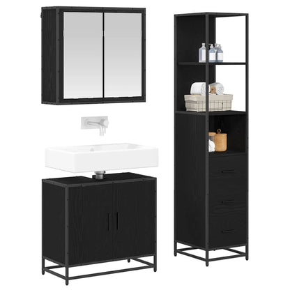 vidaXL Bathroom Furniture Set 3 pcs Black Oak Engineered Wood