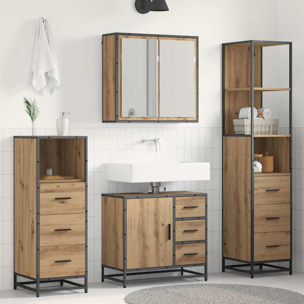 vidaXL Bathroom Furniture Set 4 pcs Artisan Oak Engineered Wood