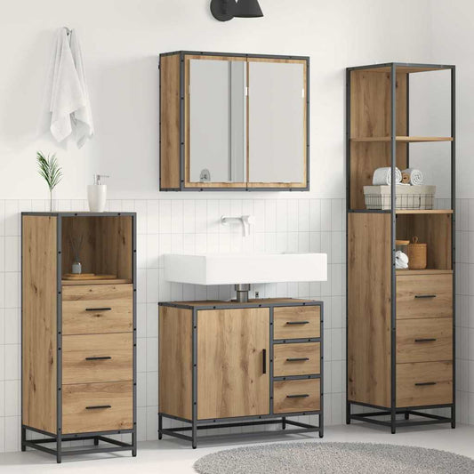 vidaXL Bathroom Furniture Set 4 pcs Artisan Oak Engineered Wood