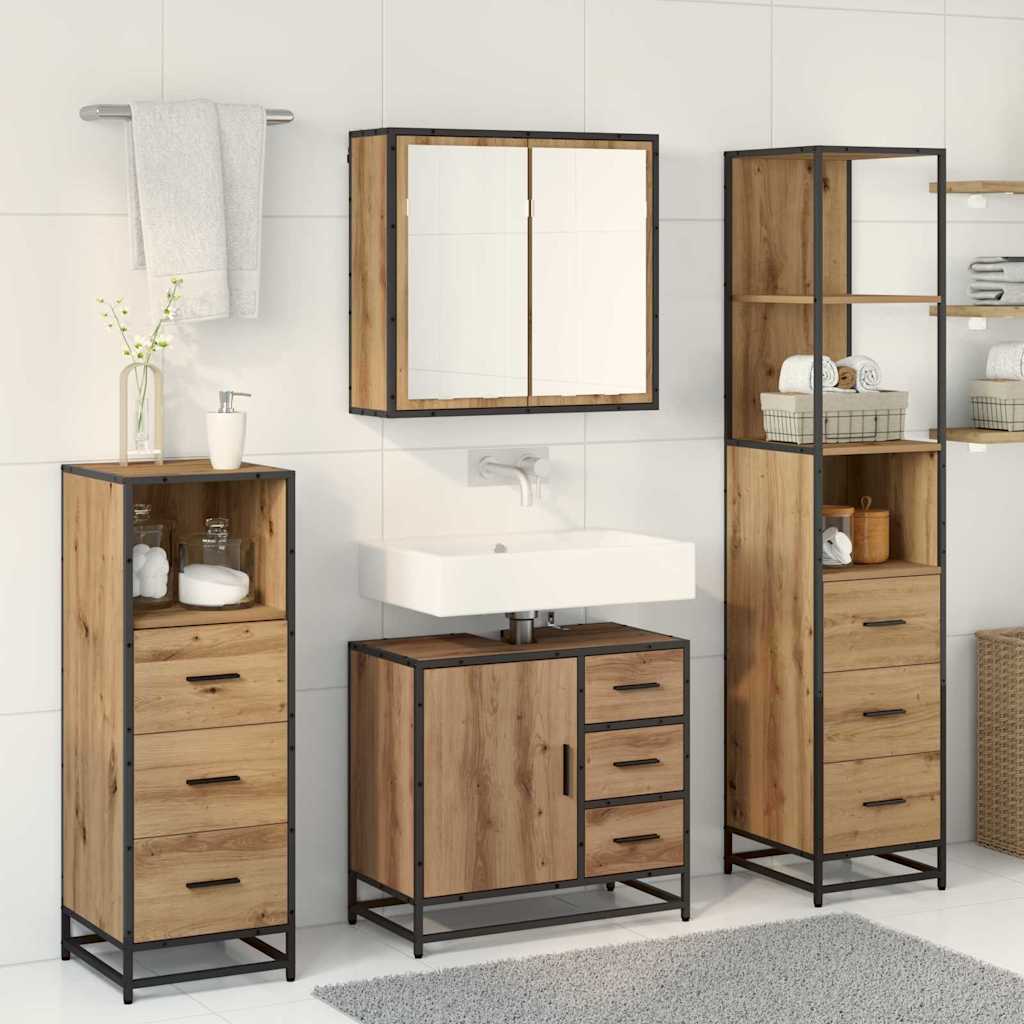 vidaXL Bathroom Furniture Set 4 pcs Artisan Oak Engineered Wood