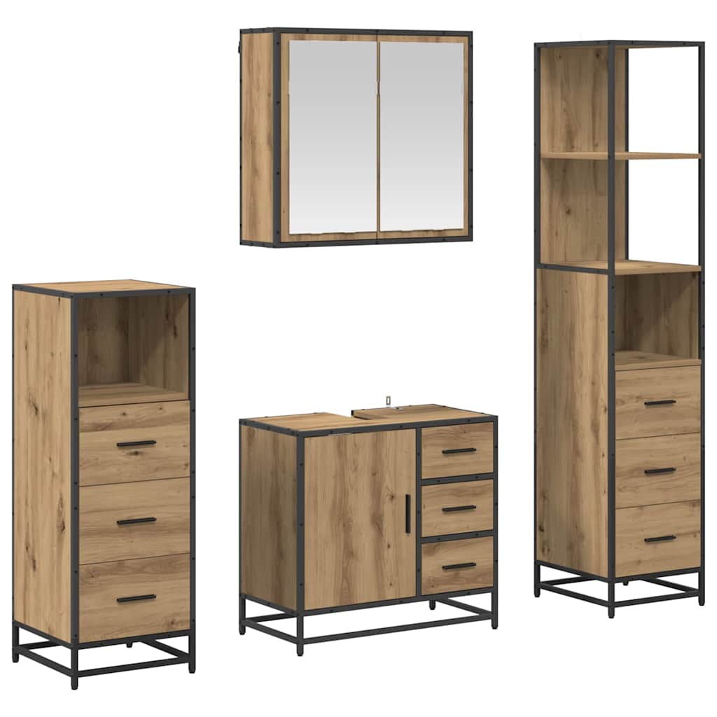 vidaXL Bathroom Furniture Set 4 pcs Artisan Oak Engineered Wood