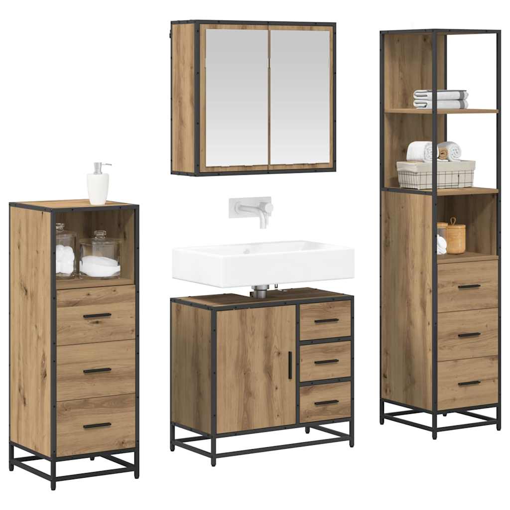 vidaXL Bathroom Furniture Set 4 pcs Artisan Oak Engineered Wood