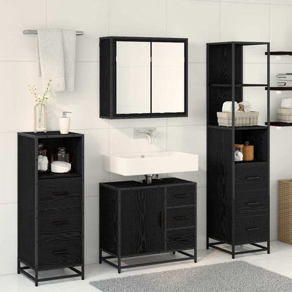 vidaXL Bathroom Furniture Set 4 pcs Black Oak Engineered Wood