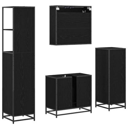 vidaXL Bathroom Furniture Set 4 pcs Black Oak Engineered Wood