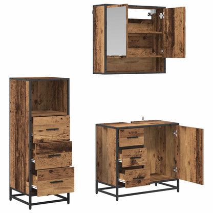 vidaXL Bathroom Furniture Set with Door 3 pcs Old Wood Engineered Wood