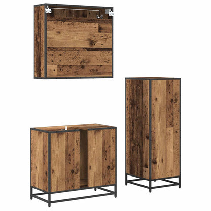 vidaXL Bathroom Furniture Set with Door 3 pcs Old Wood Engineered Wood