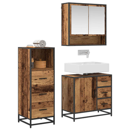 vidaXL Bathroom Furniture Set with Door 3 pcs Old Wood Engineered Wood