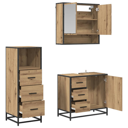 vidaXL Bathroom Furniture Set 3 pcs Artisan Oak Engineered Wood