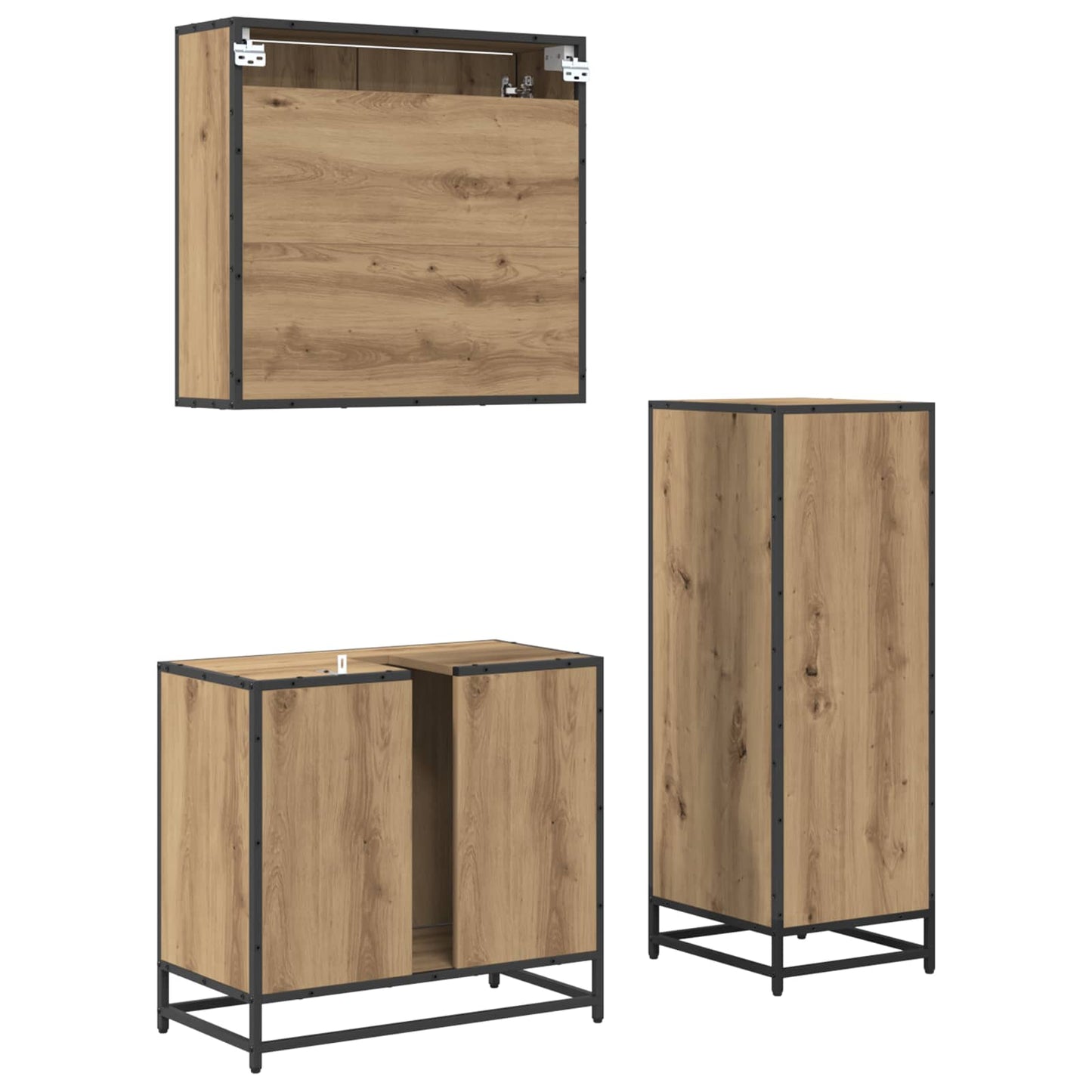 vidaXL Bathroom Furniture Set 3 pcs Artisan Oak Engineered Wood