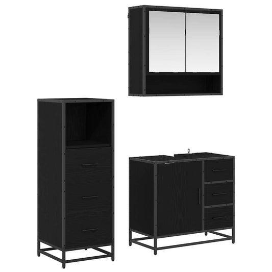 vidaXL Bathroom Furniture Set 3 pcs Black oak 65 x 33 x 60 cm