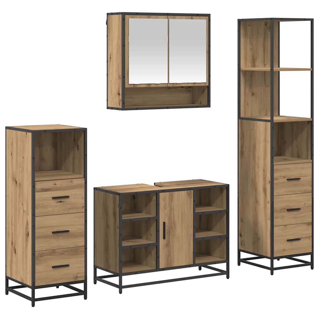 vidaXL Bathroom Furniture Set 4 pcs Artisan Oak Engineered Wood