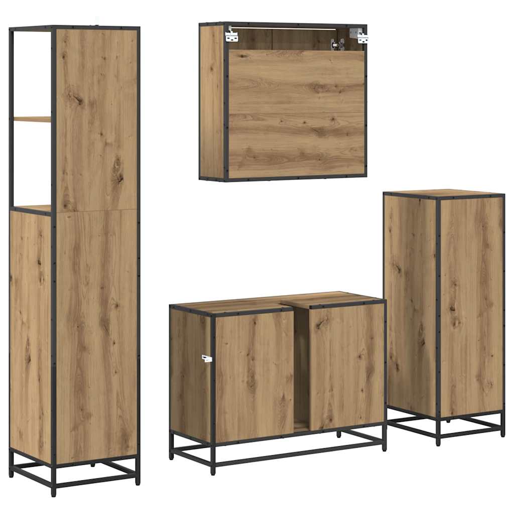 vidaXL Bathroom Furniture Set 4 pcs Artisan Oak Engineered Wood