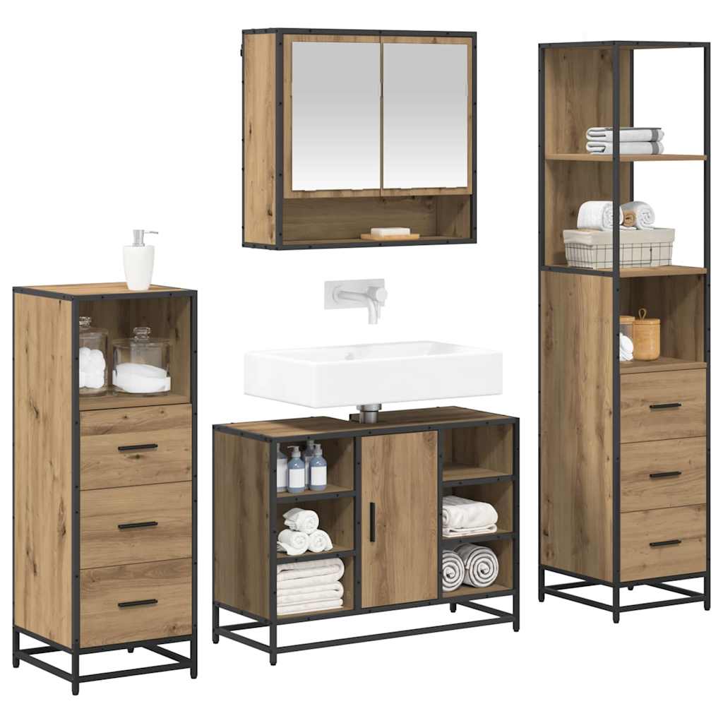 vidaXL Bathroom Furniture Set 4 pcs Artisan Oak Engineered Wood