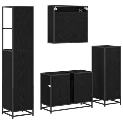 vidaXL Bathroom Furniture Set 4 pcs Black Oak Engineered Wood