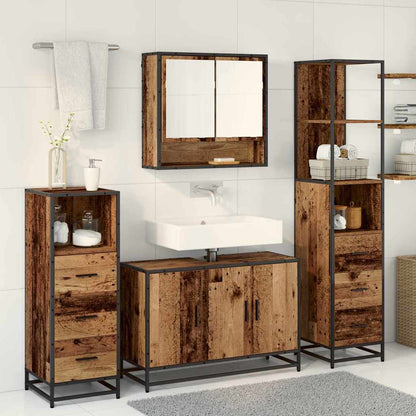 vidaXL Bathroom Furniture Set with Door 4 pcs Old Wood Engineered Wood