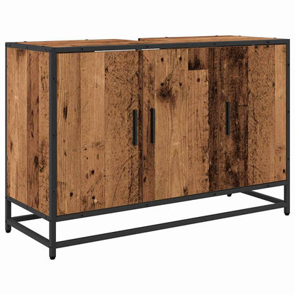 vidaXL Bathroom Furniture Set with Door 4 pcs Old Wood Engineered Wood