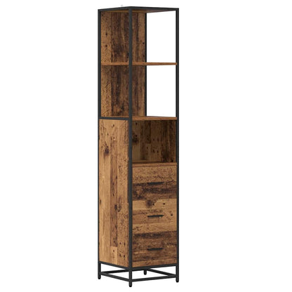 vidaXL Bathroom Furniture Set with Door 4 pcs Old Wood Engineered Wood