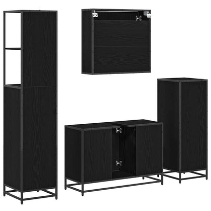 vidaXL Bathroom Furniture Set 4 pcs Black Oak Engineered Wood
