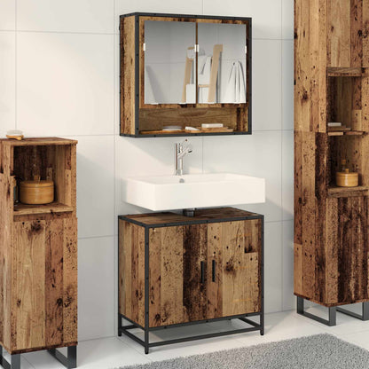 vidaXL Bathroom Furniture Set with Door 2 pcs Old Wood Engineered Wood