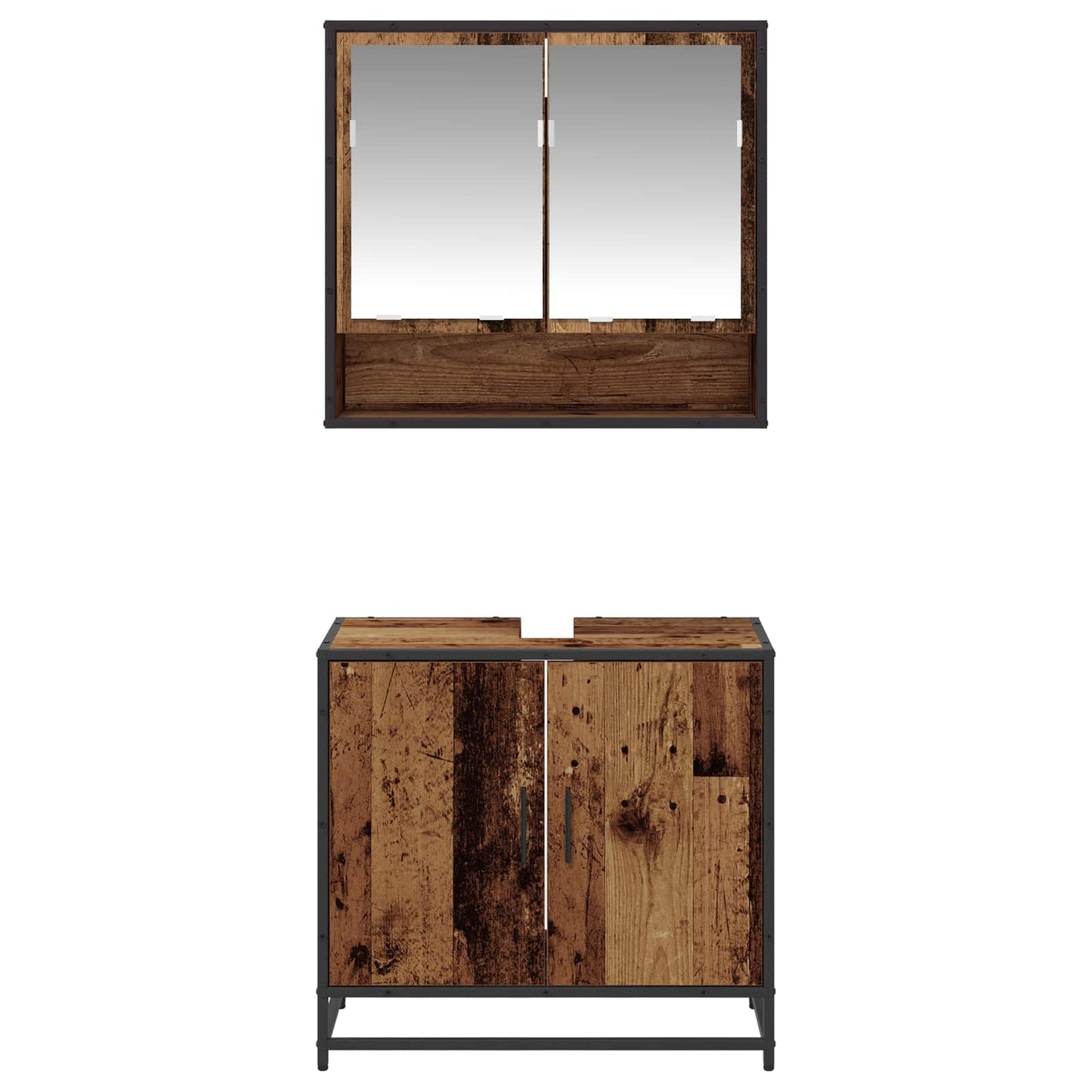 vidaXL Bathroom Furniture Set with Door 2 pcs Old Wood Engineered Wood