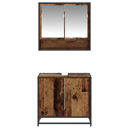 vidaXL Bathroom Furniture Set with Door 2 pcs Old Wood Engineered Wood