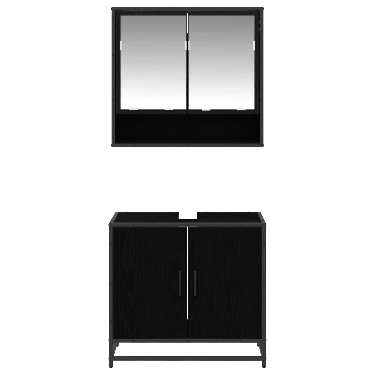 vidaXL Bathroom Furniture Set 2 pcs Black Oak Engineered Wood