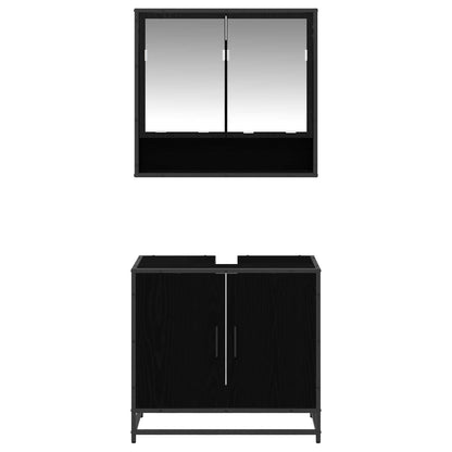 vidaXL Bathroom Furniture Set 2 pcs Black Oak Engineered Wood
