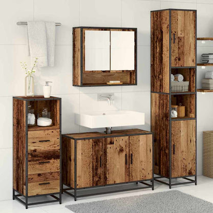 vidaXL Bathroom Furniture Set with Door 3 pcs Old Wood Engineered Wood