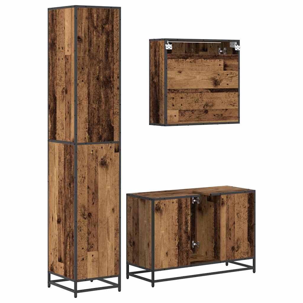 vidaXL Bathroom Furniture Set with Door 3 pcs Old Wood Engineered Wood