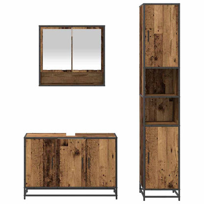 vidaXL Bathroom Furniture Set with Door 3 pcs Old Wood Engineered Wood