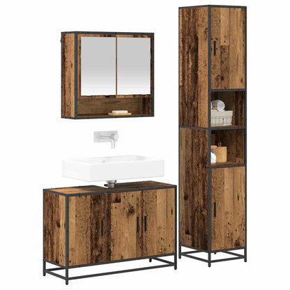vidaXL Bathroom Furniture Set with Door 3 pcs Old Wood Engineered Wood