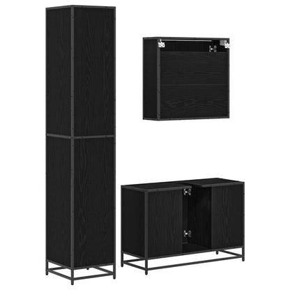 vidaXL Bathroom Furniture Set 3 pcs Black Oak Engineered Wood