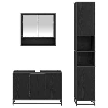 vidaXL Bathroom Furniture Set 3 pcs Black Oak Engineered Wood