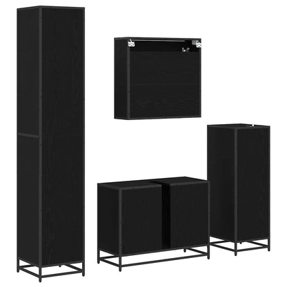 vidaXL Bathroom Furniture Set 4 pcs Black Oak Engineered Wood