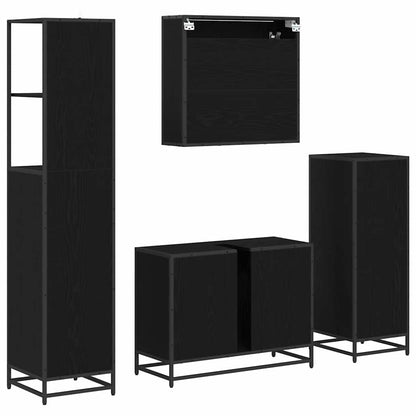 vidaXL Bathroom Furniture Set 4 pcs Black Oak Engineered Wood