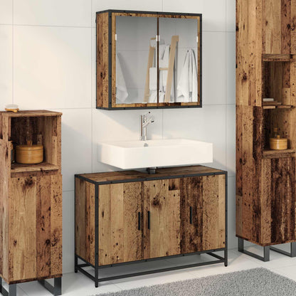 vidaXL Bathroom Furniture Set with Door 2 pcs Old Wood Engineered Wood