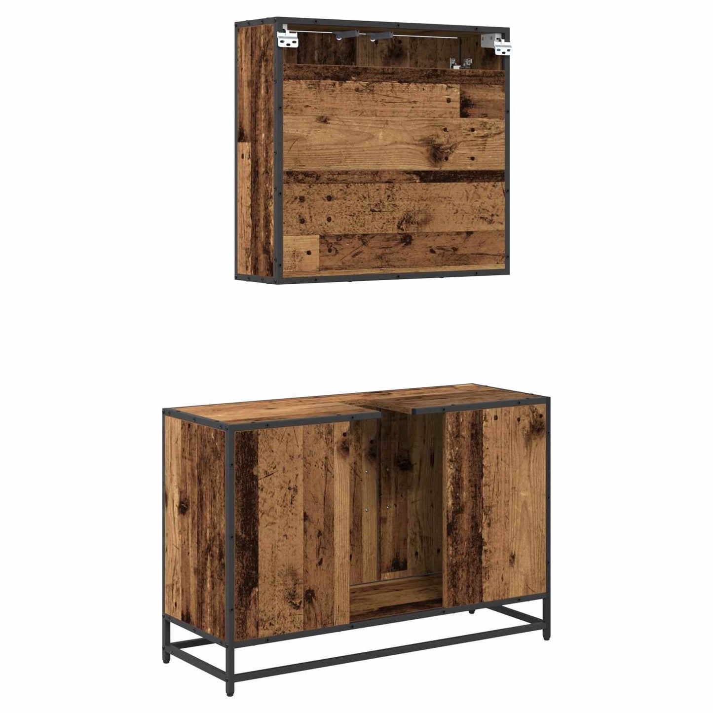 vidaXL Bathroom Furniture Set with Door 2 pcs Old Wood Engineered Wood