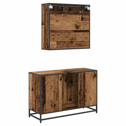 vidaXL Bathroom Furniture Set with Door 2 pcs Old Wood Engineered Wood